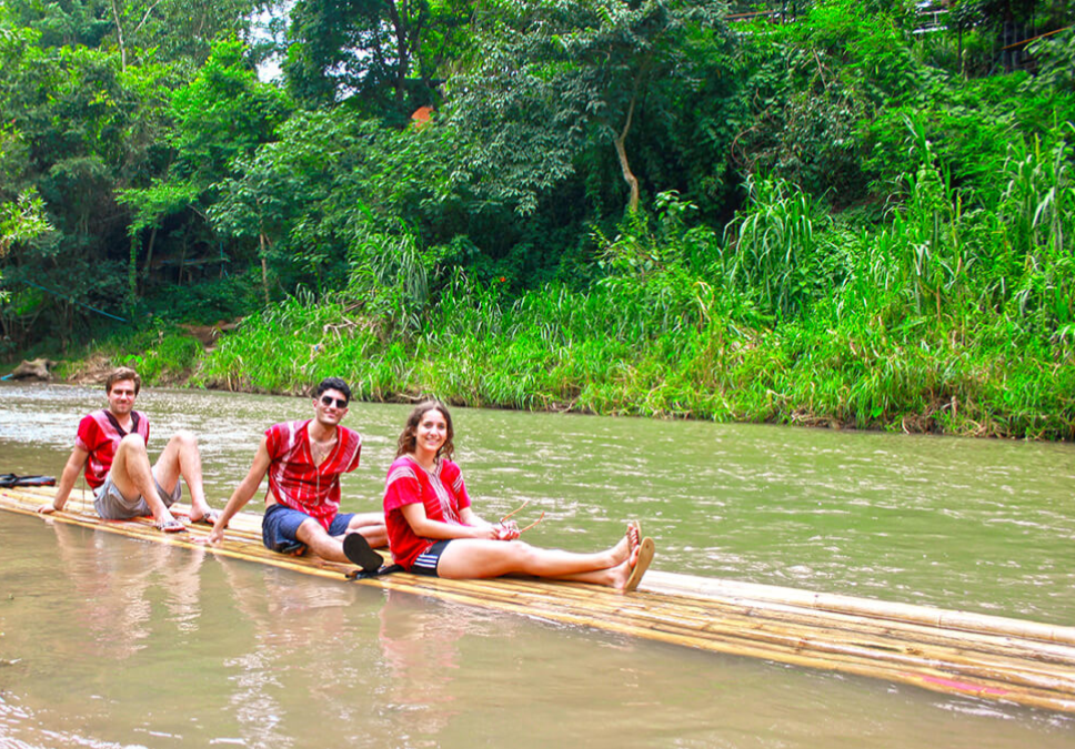 Bamboo rafting on the river